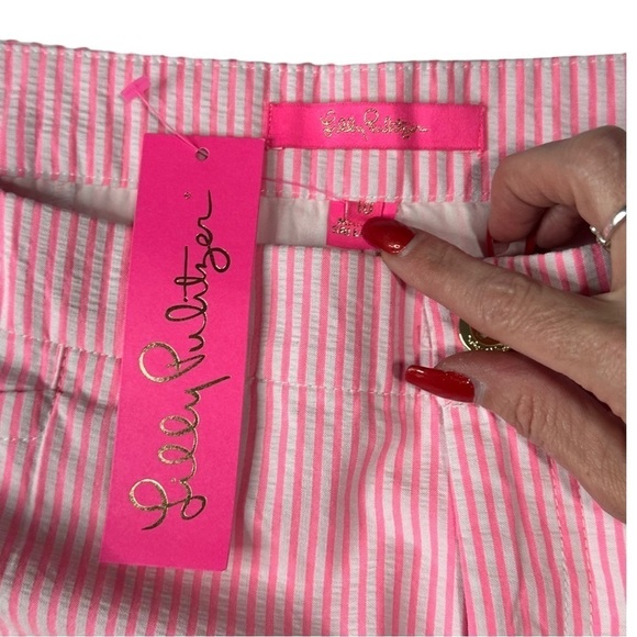 Lilly Pulitzer Kelly Pink Tropics Seersucker Kelly Short Size 10 NWT - Picture 3 of 3